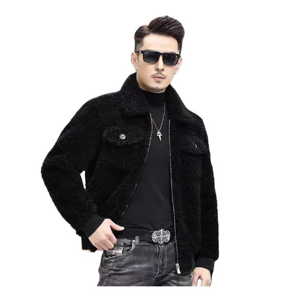 YOLANFAIRY 100% Wool Mens Real Fur Coat Winter 2024 Jackets Short Lambswool Coats Integrated Clothes Trend Top Chaquetas Hombre