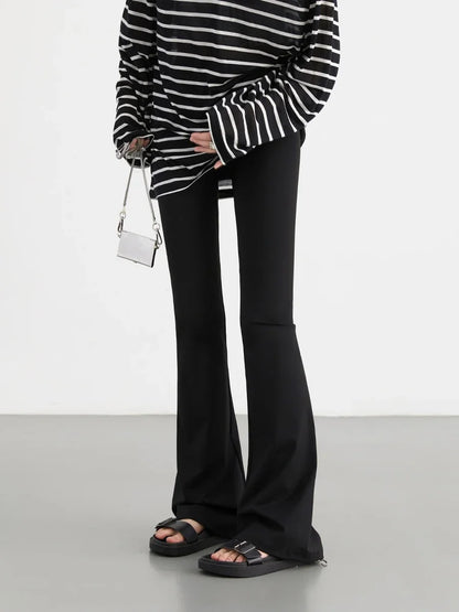 CHIC VEN Women Long Pants Slim New High Waisted Elastic Casual Pant Female Black Flared Trousers Yoga Clothing Autumn 2026