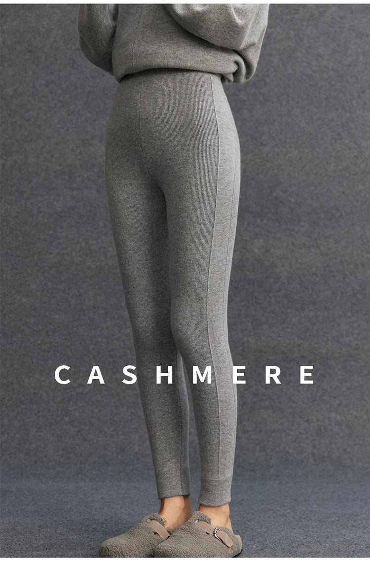 High Quality Women 100% Cashmere Legging Basic Soft elastic Pants Autumn Winter Cashmere Knitted Legging Trousers Warm Comfy