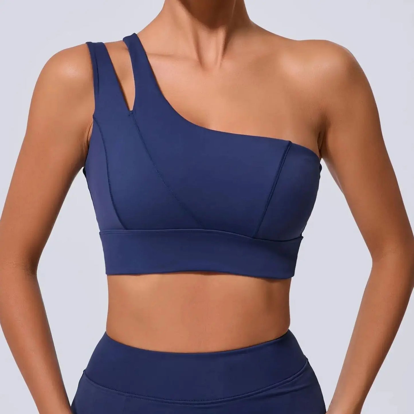 Sexy Women's Sports One Shoulder Bra Gym Push Up Workout Underwear High Strength Support Running Fitness Bra Vest