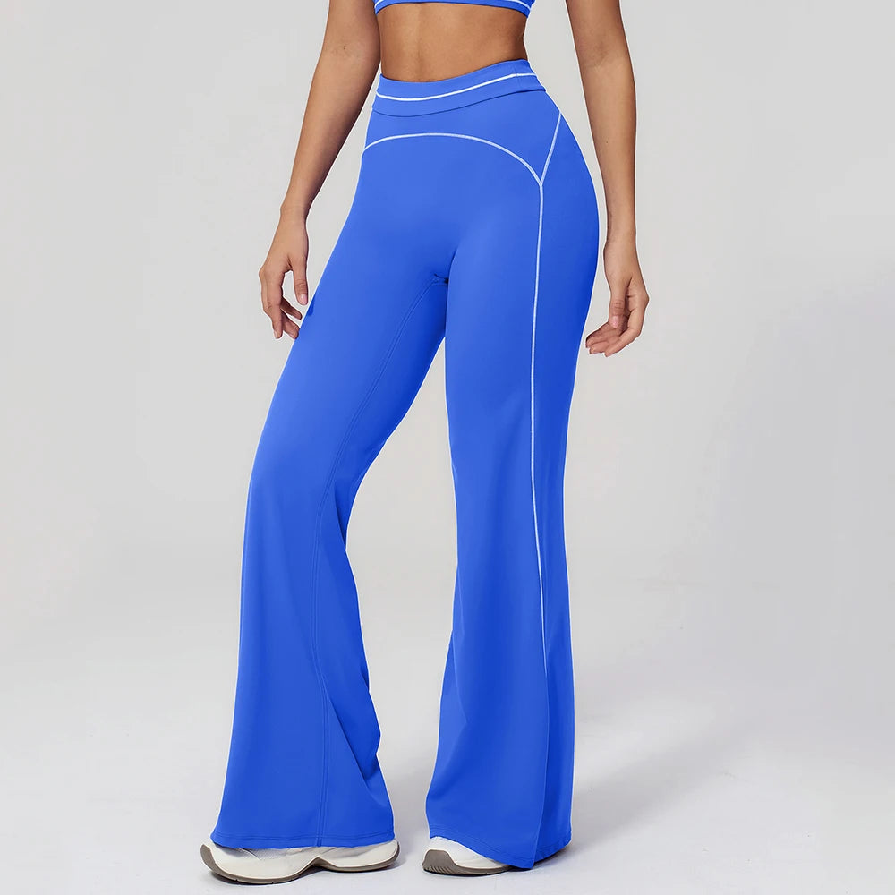 High Waist Yoga Wide Leg Pants Women Gym Fitness Bell-bottoms Pants Push Up Sports Trousers Female Casual Workout Flared Pants