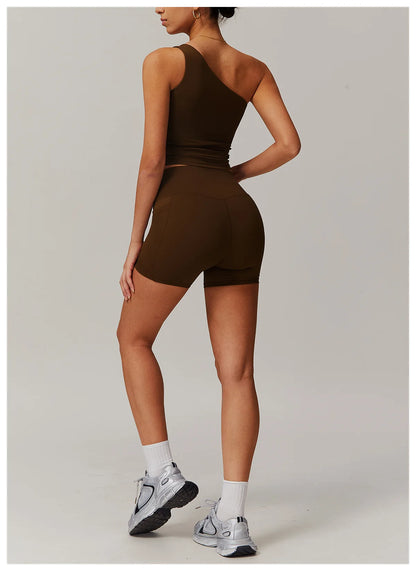 Custom LOGO women's quick-drying waist shaping yoga casual outer wear running cycling fitness sports two-piece set
