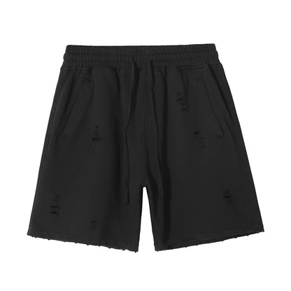 Customized LOGO Men's Heavy 100% Cotton High Street Wind Wash Old Loose Cut Couple Retro Shorts