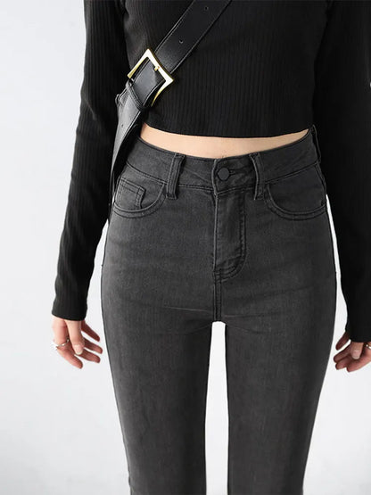 CHIC VEN Women Jeans Solid Slim Retro High Waisted Small Leg Denim Pant Skinny Pant Spring Autumn 2026