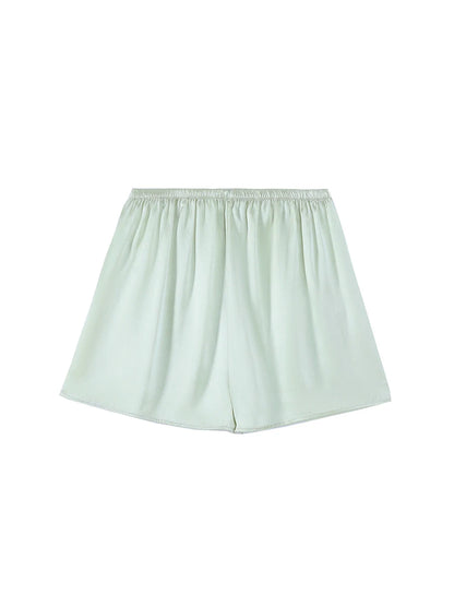 SuyaDream, Woman 100%Real Silk Shorts, 19mm, Elastic Waist, Comfortable Healthy Home Shorts, 2024 Spring Summer Pants, White
