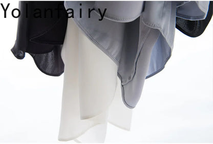 YOLANFAIRY 23MM 93% Real Mulberry Silk T Shirts for Women Summer O-neck Blouse Woman Elegant Shirt Loose OL Tops and Blouses