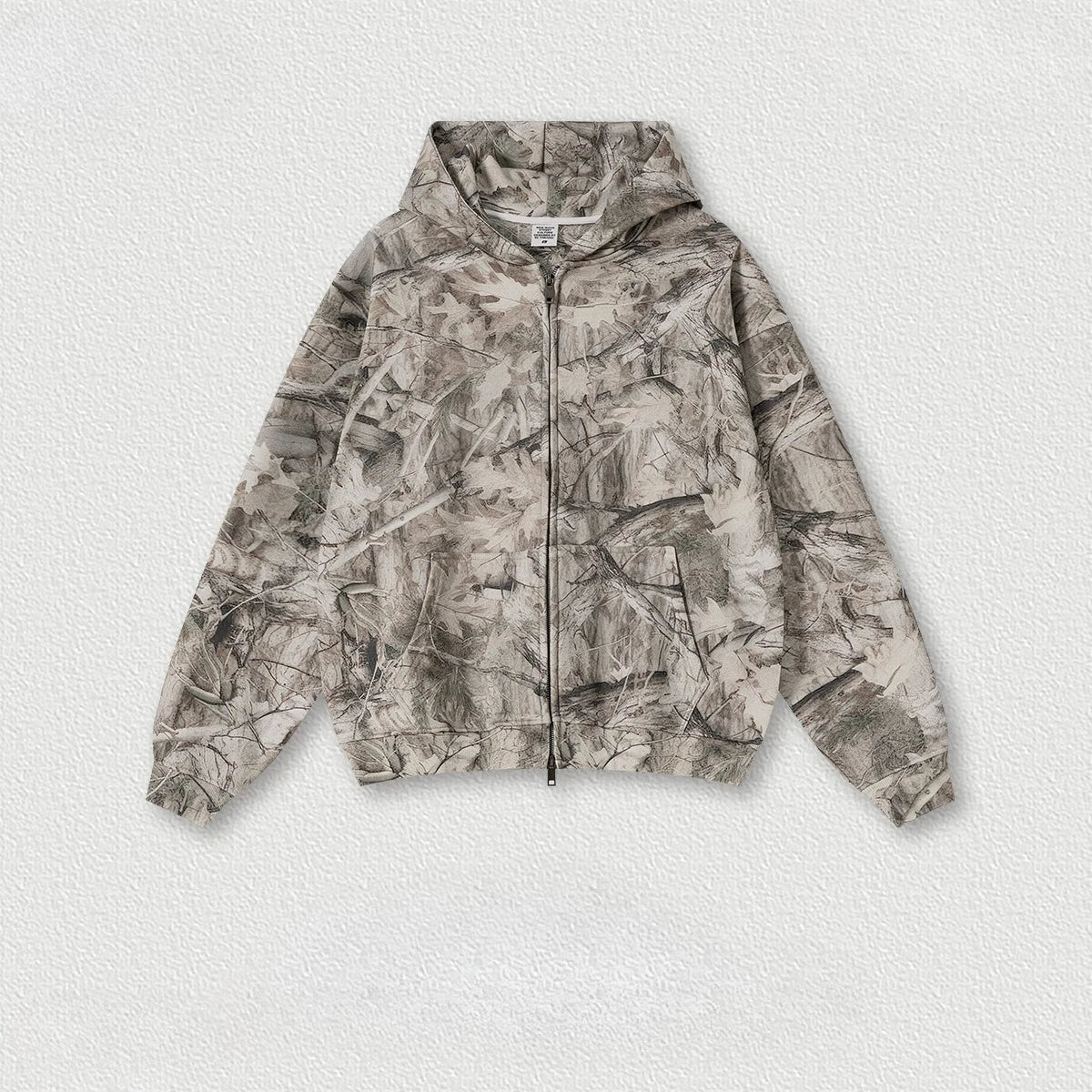 Custom LOGO men's new 340G heavy autumn and winter American camouflage fleece hooded sweatshirt jacket shorts set