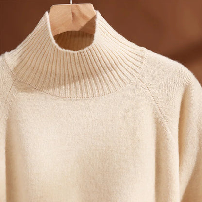 CHICUU Women's 100% Wool Sweater Pants Set Thick Mock Neck Pullover Wide Leg Pants Autumn Winter Warm Casual Wool Knitwear Suit