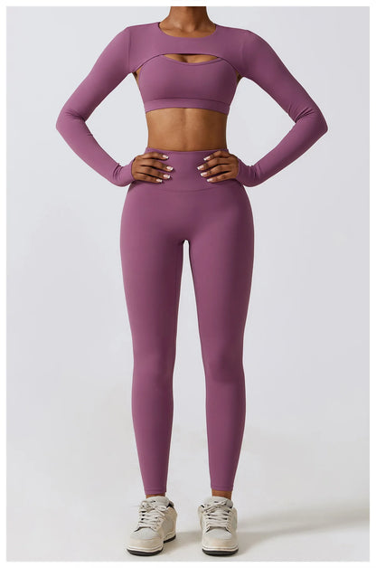 Women 2/3pcs Workout Outfits Yoga Sets Sportswear Gym Workout Clothing Tracksuit High Waist Leggings and Stretch Sports Bra