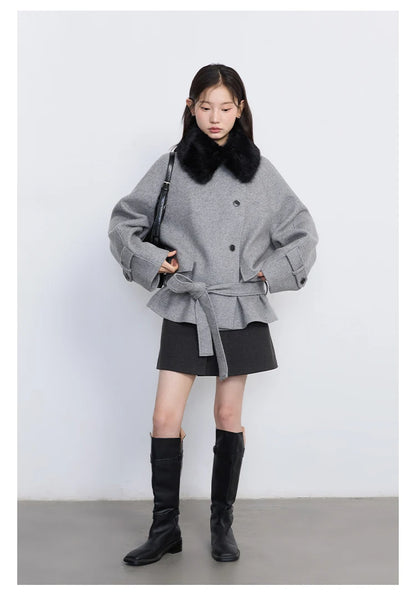 CHIC VEN Women Korean Coat Loose Casual Woolen Single-sided Detachable Collar Female Overcoat Ladies Jacket Autumn Winter 2025