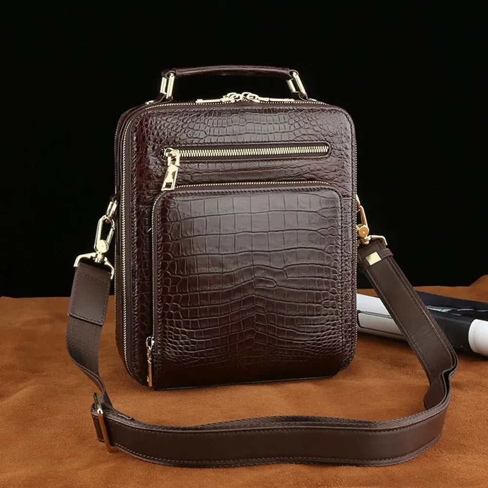 Real crocodile leather large-capacity men's handbag authentic crocodile leather business bag fashion men's shoulder bag