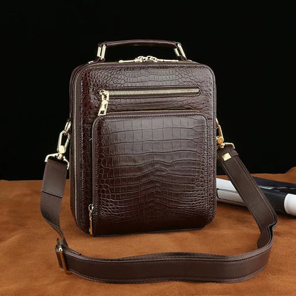 Real crocodile leather large-capacity men's handbag authentic crocodile leather business bag fashion men's shoulder bag