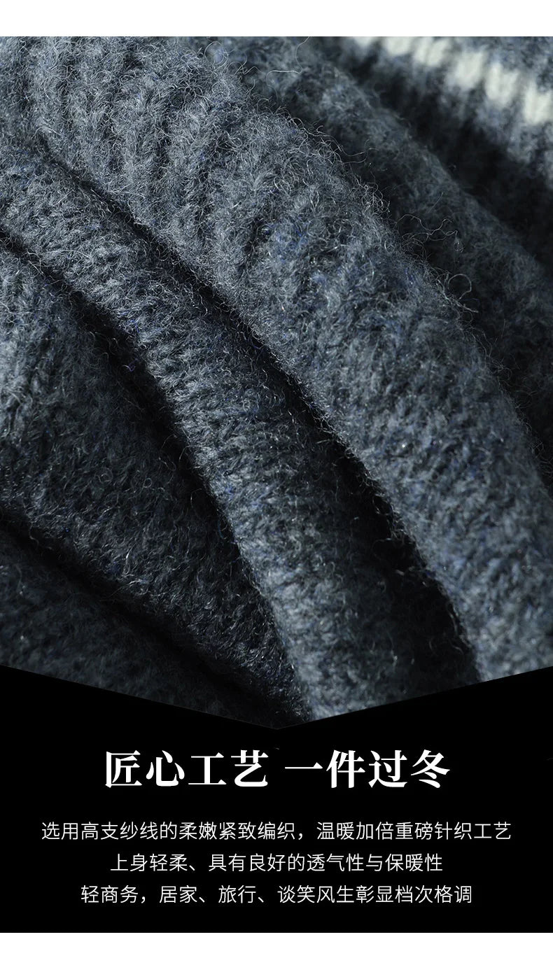 100% Merino Wool Men's Lapel Collar Knit Cardigan Coat 2025 Spring/ Autumn New POLO Neck Business Casual Cashmere Jacket Sweater
