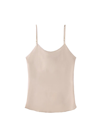 SuyaDream, Women 100%Real Silk Camisoles, 19MM, Solid Cozy Camis, 2024 Spring Summer Basic T shirts, White, Pink, Beige