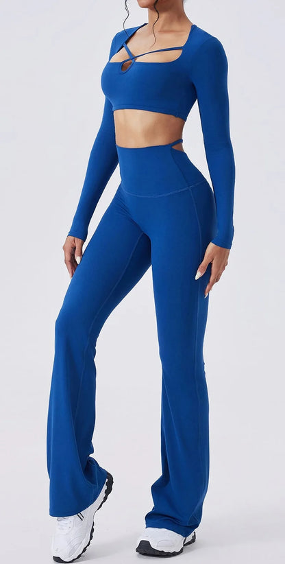 Cloud Hide Brown Yoga Suit Gym Woman Fitness Set Long Sleeve Sports Tracksuit Top Pants Workout Pilates Outfits Running Clothes