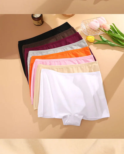 4PCS/Set Women Cotton Panties Sexy Low Rise Boyshorts Seamless Sports Boxers Female Comfortable Underwear Solid Color Lingerie