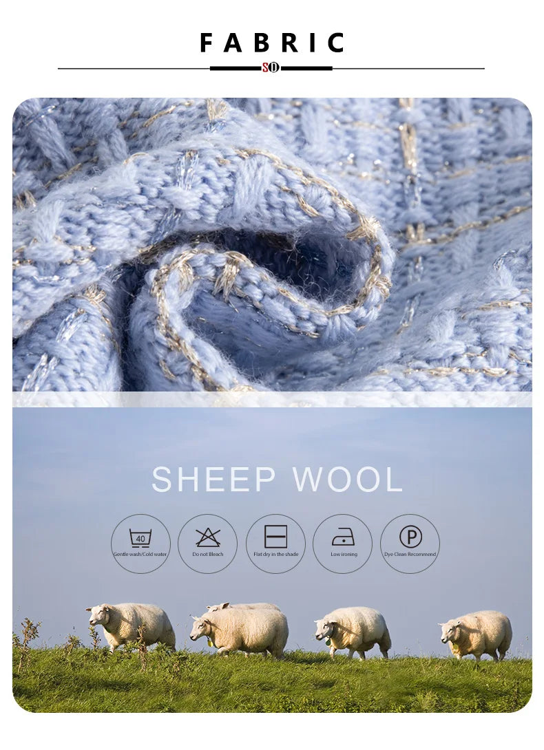 SuyaDream Woman 46.7%Merino Wool Cardigans Singe Breasted Chest Pockets Melange Woolen Coats 2023 Fall Winter Jackets Blue