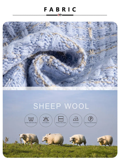 SuyaDream Woman 46.7%Merino Wool Cardigans Singe Breasted Chest Pockets Melange Woolen Coats 2023 Fall Winter Jackets Blue