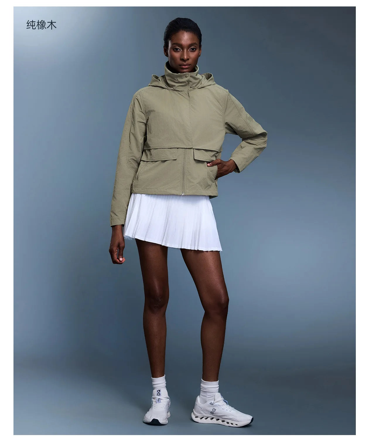 Custom LOGO women's autumn light and breathable waterproof trench coat stand-up collar hooded casual short pocket sports jacket
