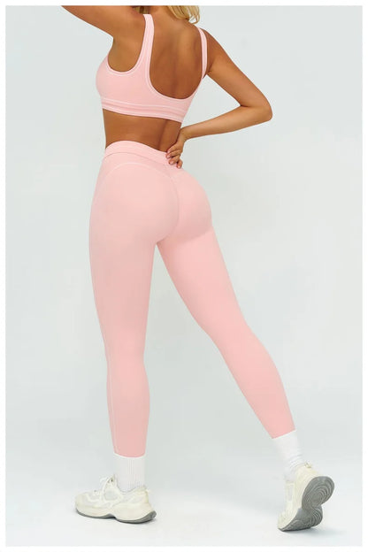 TRY TO BN Women's Tracksuit Sport Bra Yoga Set Contrasting Color High Waist Leggings Fitness Two Pieces Suit Running Gym Clothes