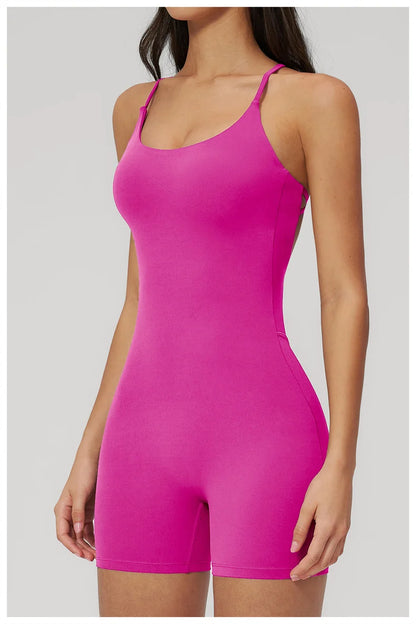TRY TO BN Yoga Jumpsuit Shorts Cross Beautiful Back Sportswear Fitness Bodysuit One Piece Set Workout Running Gym Women Clothing