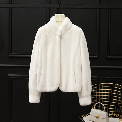 YOLANFAIRY Whole Mink Real Fur Coat Woman Luxury 2025 Winter Stand Collar Natural Mink Fur Jacket Short Black Fur Coats Casacos