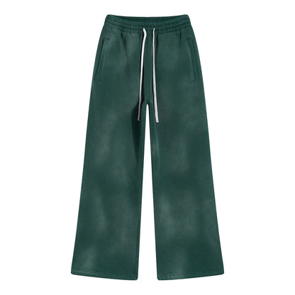 Custom LOGO autumn winter men's women's new white spray dyeing washing water 360G velvet cotton polyester sweatshirt sweatpants