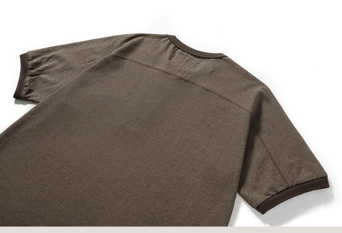 Men's American Retro T-shirt Heavyweight Loose Fit Short Sleeve Henry Collar Neutral Design Casual Loose Shirt