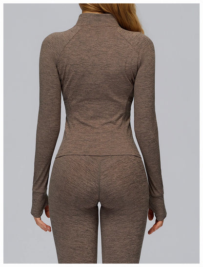 Zip Fitness Clothes Women Long Sleeve Sports Jacket Gym Clothes Woman Yoga Shirt Quick Dry Top Sunscreen Sportswear Yoga Clothes