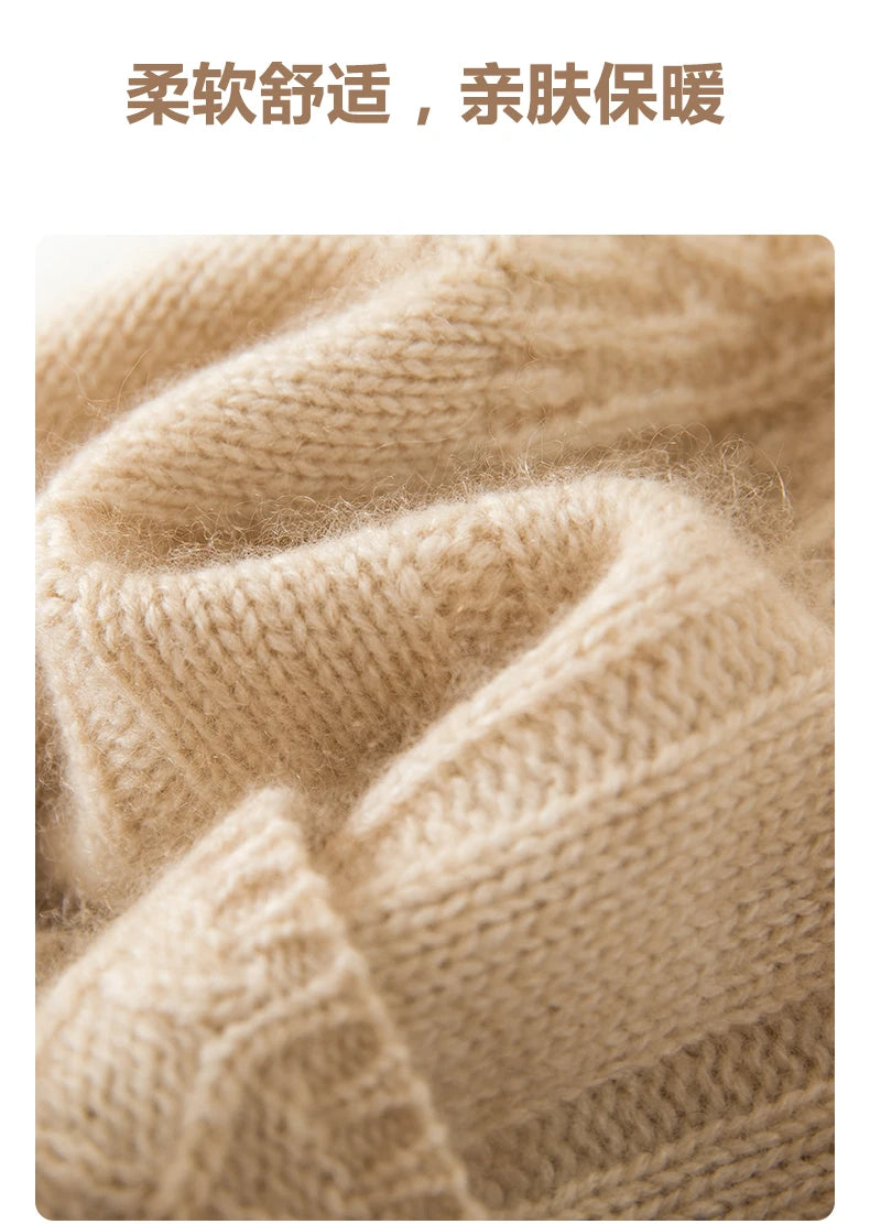 Thickened Outdoor Hat Autumn And Winter Men's And Women's Pullover 100%cashmere Hat With Groove Strip Casual And Warm Woolen Hat