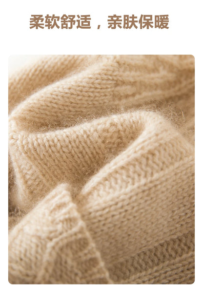 Thickened Outdoor Hat Autumn And Winter Men's And Women's Pullover 100%cashmere Hat With Groove Strip Casual And Warm Woolen Hat
