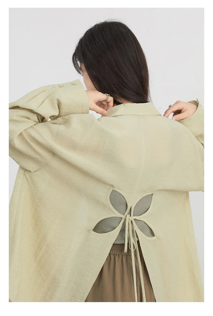 CHIC VEN Women Long Sleeve Shirts Solid Loose Casual New Style Design Back Hollow Out Shirt Female Blouse Spring Summer 2026