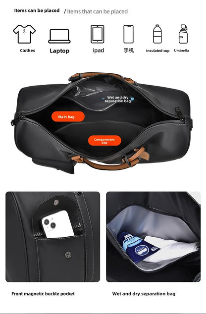 Custom Large Capacity Travel bag Totes Waterproof Crossbody Bag Man  Leather Travel Bag Handheld Bag print logo Business Handbag