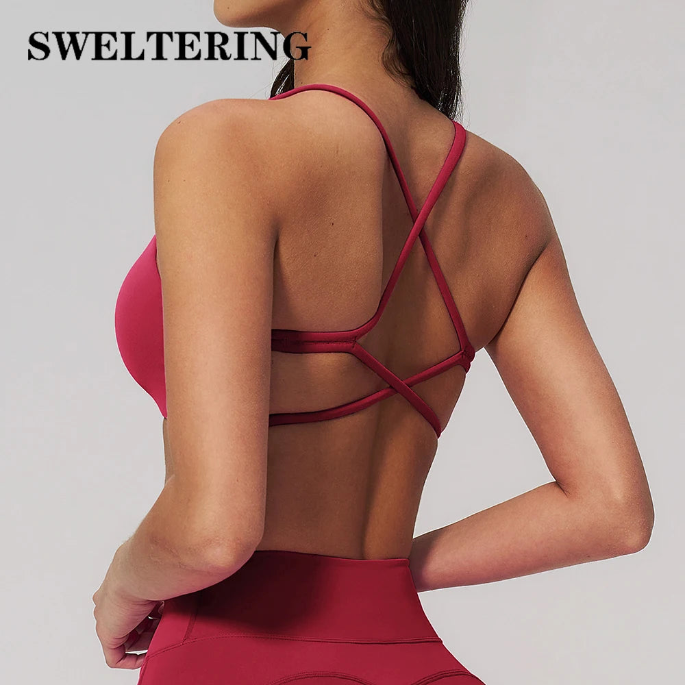 Women Cross Back Sports Underwear Breathable Yoga Bra Shockproof Fitness Top Gym Workout Underwear Female Sports Yoga Crop Top