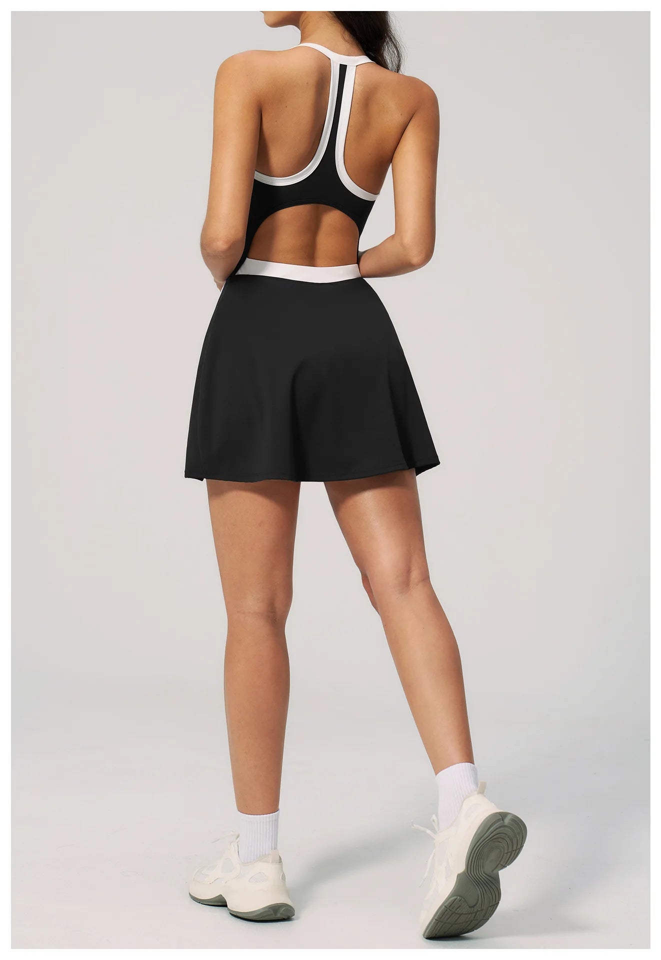 Custom LOGO women's nude yoga dress hollow breathable slim fitness sports quick-drying short skirt