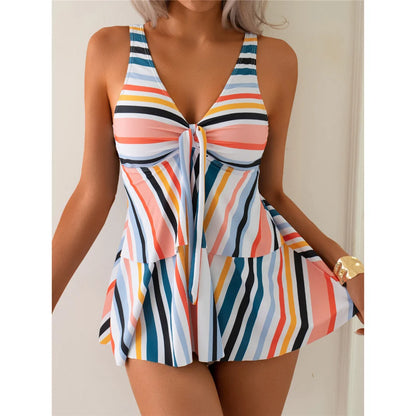 S - XL Rainbow Colorful V Neck Bikini Women Swimwear Female Swimsuit Two-pieces Bikini set Padded Bather Bathing Suit Swim V6902