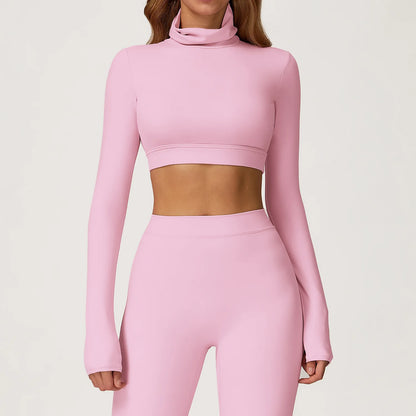 Female Gym Workout Shirts Yoga T-Shirt Fitness Long Sleeve Breathable High Elastic Crop Top Running Push Up Sports T-Shirt
