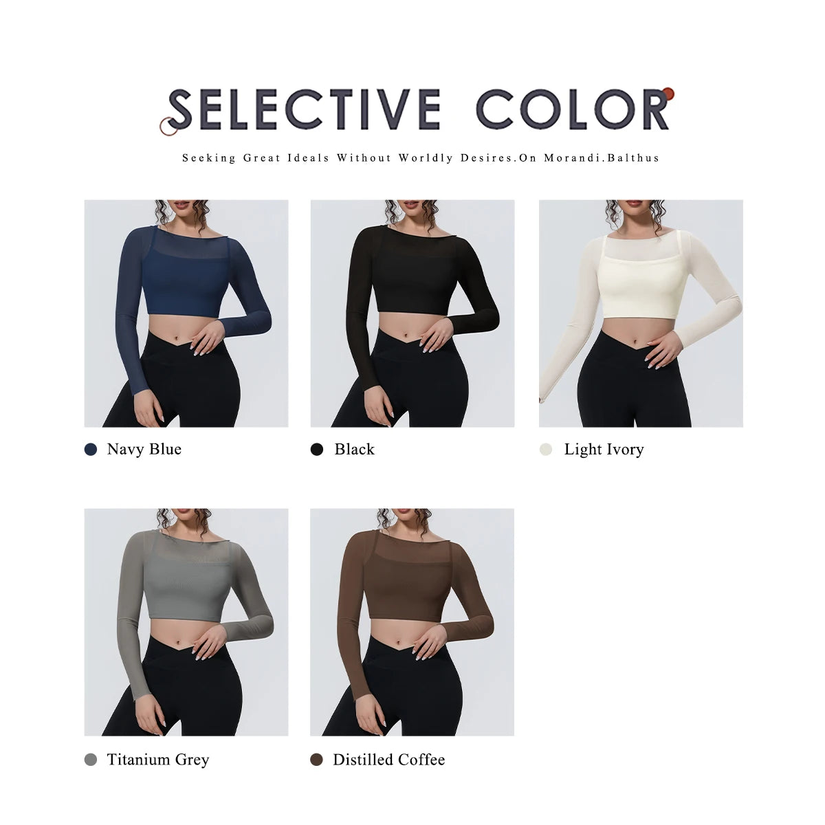 Hearuisavy Women's Mesh Long Sleeve Yoga Top With Padded Bra Fake Two Piece Gym Clothing Fitness Top Quick Dry Sports Crop Top