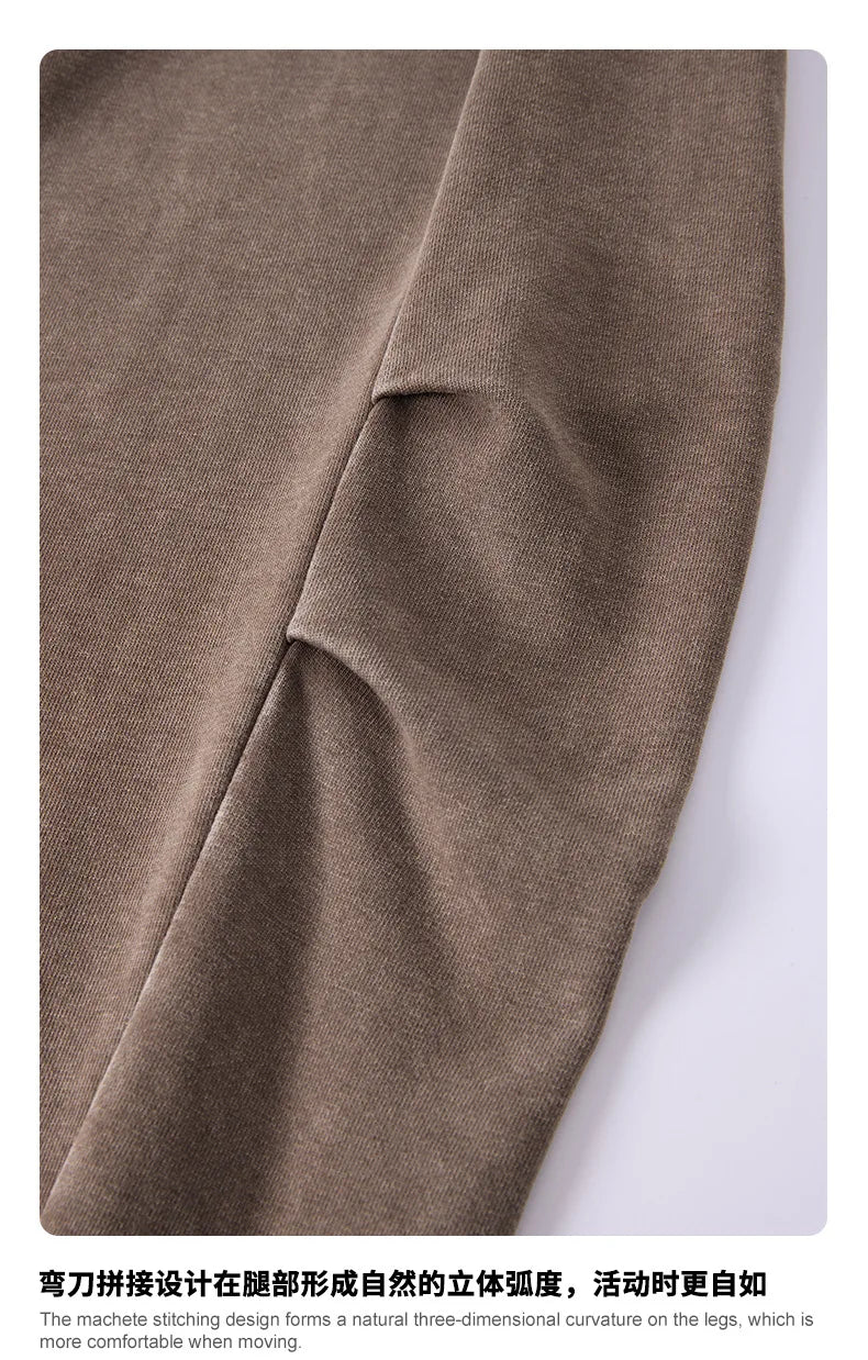Custom LOGO Men's 320G retro fried snowflake 100% cotton high street scimitar straight tube old loose straight trousers