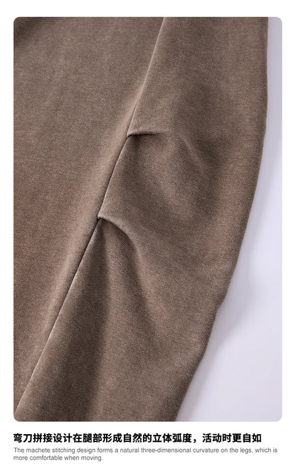 Custom LOGO Men's 320G retro fried snowflake 100% cotton high street scimitar straight tube old loose straight trousers
