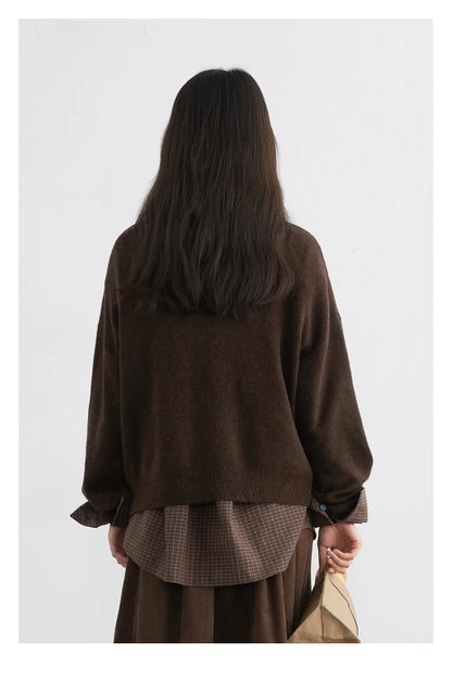 CHIC VEN New Women Sweaters Loose Casual O Neck Cartoon Cat Female Knitted Jumpers Pullovers for Girl Autumn Winter 2025