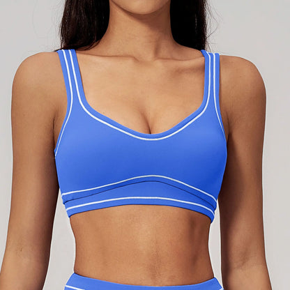 Color Contrast Yoga Bra Women Breathable Gym Fitness Bra Shockproof Sports Underwear Female Workout Bra Push Up Cycling Crop Top
