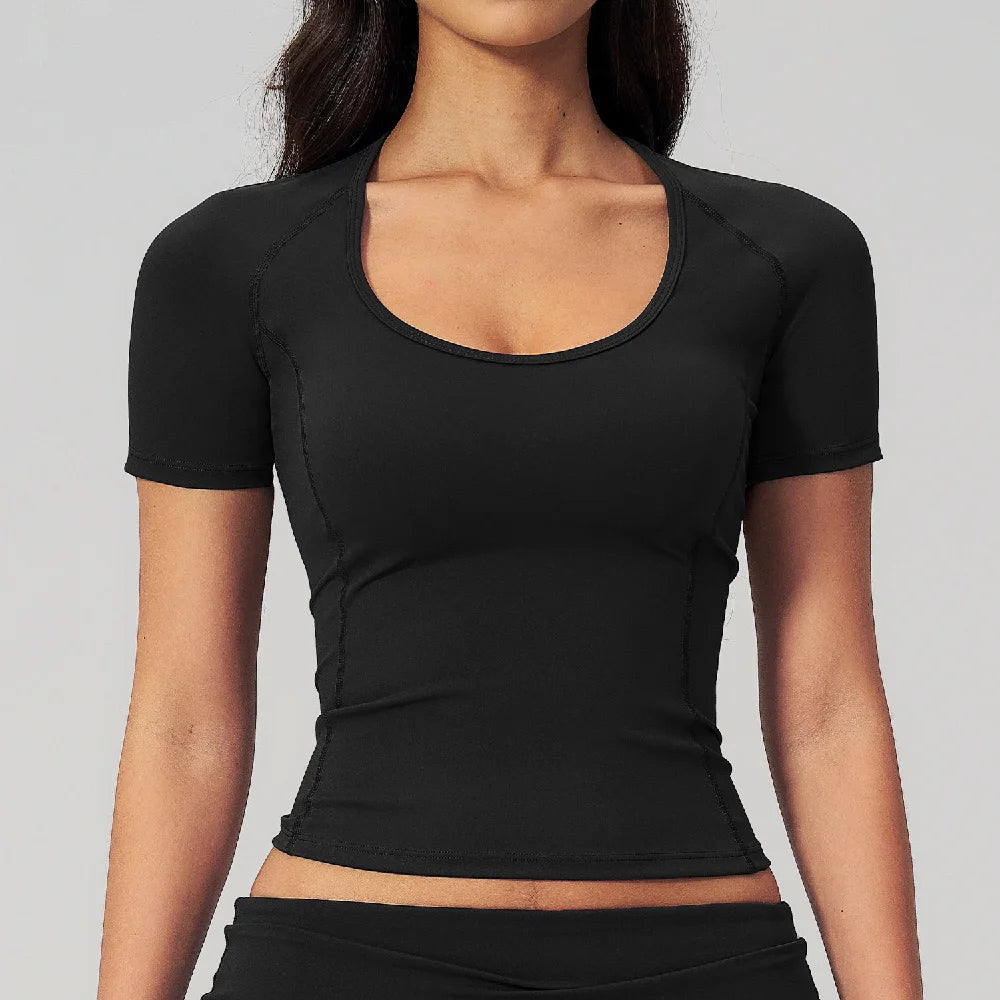 Sexy Women Yoga Shirts Fitness Sports T-Shirts Gym Workout Short Sleeve Top Running Active Wear Femme Sports Top Workout Shirts