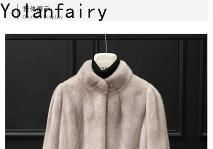 YOLANFAIRY Whole Mink Real Fur Coat Woman Luxury 2025 Winter Stand Collar Natural Mink Fur Jacket Short Black Fur Coats Casacos