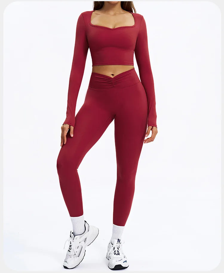 SWELTERING 2PCS Yoga Set Fitness Gym Tracksuit Sportswear Women Workout Outfits High Waist Leggings Sports Bra Athletic Wear