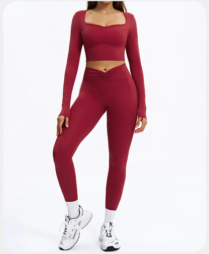 SWELTERING 2PCS Yoga Set Fitness Gym Tracksuit Sportswear Women Workout Outfits High Waist Leggings Sports Bra Athletic Wear
