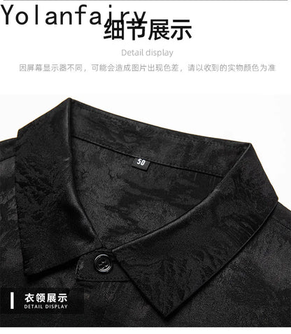 YOLANFAIRY 92.4% Mulberry Silk Mens Shirts Summer Shirt for Men Camisas Hombre Mens Button Up Shirt Mens Fashion Shirt Tops