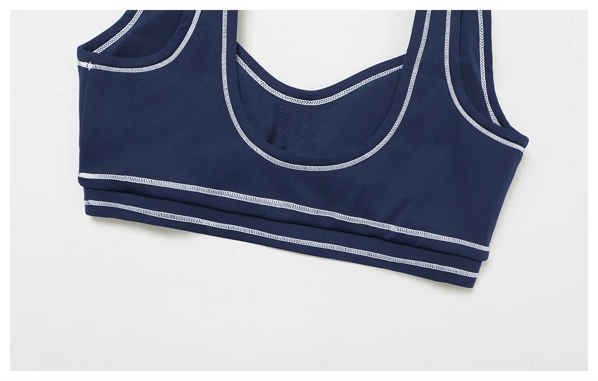 Color Contrast Yoga Bra Women Breathable Gym Fitness Bra Shockproof Sports Underwear Female Workout Bra Push Up Cycling Crop Top