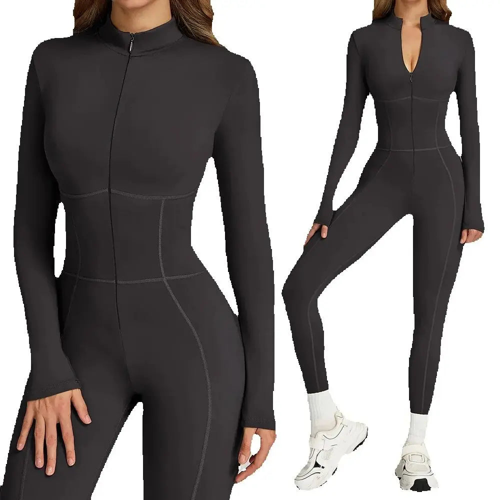 Winter Autumn Yoga Jumpsuit Women's One-piece Suit Sportswear Women Gym Rompers Long-sleeved Warm Overalls High Elastic Bodysuit