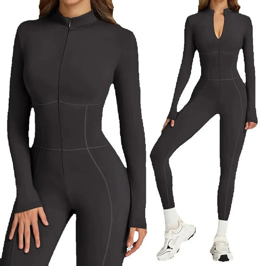 Winter Autumn Yoga Jumpsuit Women's One-piece Suit Sportswear Women Gym Rompers Long-sleeved Warm Overalls High Elastic Bodysuit